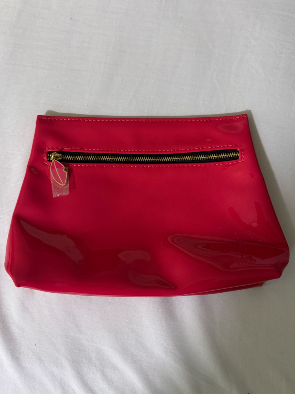 Yves Saint Laurent Hot Pink Patent Cosmetic Pouch with Gold Hardware